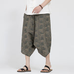 Buddha Stones Summer Boho Casual Elastic Waist Geometric Floral Pattern Capri Pants Men's Harem Pants