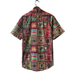 Buddha Stones Summer Boho Vintage Button-Up Geometric Men's Short Sleeve Shirts
