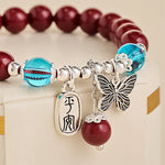 Buddha Stones Cinnabar Copper Butterfly Love Bracelet