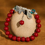 Buddha Stones Cinnabar Copper Butterfly Love Bracelet