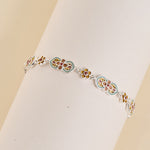 Buddha Stones Copper Enamel Floral Pattern Healing Bracelet
