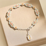 Buddha Stones Copper Enamel Floral Pattern Healing Bracelet