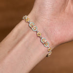 Buddha Stones Copper Enamel Floral Pattern Healing Bracelet