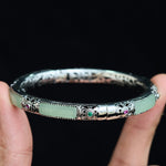 Buddha Stones Copper Butterfly Green Agate Love Cuff Bracelet