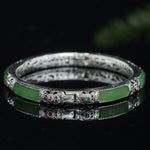 Buddha Stones Copper Butterfly Green Agate Love Cuff Bracelet