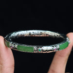 Buddha Stones Copper Butterfly Green Agate Love Cuff Bracelet