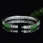 Buddha Stones Copper Butterfly Green Agate Love Cuff Bracelet