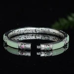Buddha Stones Copper Butterfly Green Agate Love Cuff Bracelet