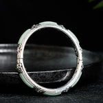 Buddha Stones Copper Butterfly Green Agate Love Cuff Bracelet