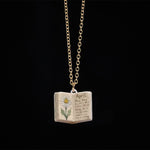 Buddha Stones Copper Birth Flower Strengthen Book Design Balance Pendant Necklace