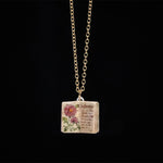 Buddha Stones Copper Birth Flower Strengthen Book Design Balance Pendant Necklace