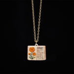 FREE Today: Healing and Luck Copper Birth Flower Strengthen Book Design Pendant Necklace