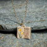 FREE Today: Healing and Luck Copper Birth Flower Strengthen Book Design Pendant Necklace