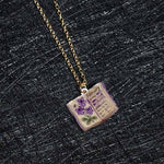 Buddha Stones Copper Birth Flower Strengthen Book Design Balance Pendant Necklace