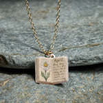 Buddha Stones Copper Birth Flower Strengthen Book Design Balance Pendant Necklace