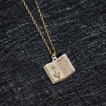Buddha Stones Copper Birth Flower Strengthen Book Design Balance Pendant Necklace