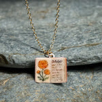 FREE Today: Healing and Luck Copper Birth Flower Strengthen Book Design Pendant Necklace