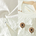 Buddha Stones Summer Casual Asymmetrical V-Neck Button Solid Men's Short Sleeve Shirts