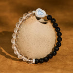 Buddha Stones Clear Quartz Black Obsidian Gourd Clarity Bracelet