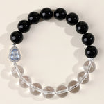 Buddha Stones Clear Quartz Black Obsidian Gourd Clarity Bracelet