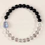 Buddha Stones Clear Quartz Black Obsidian Gourd Clarity Bracelet