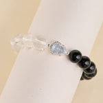 Buddha Stones Clear Quartz Black Obsidian Gourd Clarity Bracelet