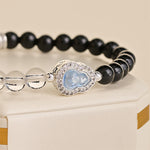 Buddha Stones Clear Quartz Black Obsidian Gourd Clarity Bracelet