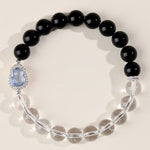 Buddha Stones Clear Quartz Black Obsidian Gourd Clarity Bracelet