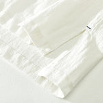 Buddha Stones Summer Casual Minimalist Two Buttons Solid Cotton Linen Men's Short Sleeve Shirts