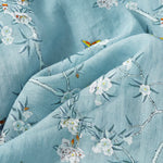 Buddha Stones Summer Casual Vintage Drawstring Blue Floral Women's Short Sleeve Dress