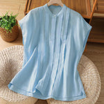 Buddha Stones Summer Casual Pintuck Front Solid Women's Sleeveless Shirts