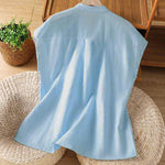 Buddha Stones Summer Casual Pintuck Front Solid Women's Sleeveless Shirts