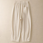 Buddha Stones Spring Summer Casual Decorative Buttons Solid Cropped Pants Women's Harem Pants With Pocket