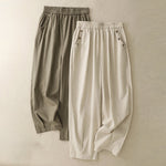 Buddha Stones Spring Summer Casual Decorative Buttons Solid Cropped Pants Women's Harem Pants With Pocket