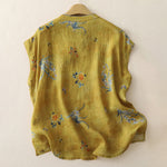 Buddha Stones Summer Tang Style Vintage Frog Button Orchid Floral Women's Sleeveless Shirts Tank Top