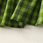 Buddha Stones Summer Casual Green Plaid Pattern Ruffles Cotton Tank Top Women's Sleeveless Shirts