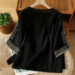 Buddha Stones Summer Boho Casual Embroidery Geometric Women's Short Sleeve T-Shirts