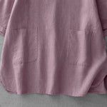 Buddha Stones Summer Casual Minimalist Back Buttons Solid Women's Short Sleeve T-Shirts With Front Pockets