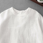 Buddha Stones Summer Casual Minimalist Back Buttons Solid Women's Short Sleeve T-Shirts With Front Pockets