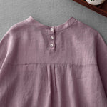 Buddha Stones Summer Casual Minimalist Back Buttons Solid Women's Short Sleeve T-Shirts With Front Pockets