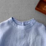 Buddha Stones Summer Casual Minimalist Back Buttons Solid Women's Short Sleeve T-Shirts With Front Pockets