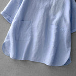 Buddha Stones Summer Casual Minimalist Back Buttons Solid Women's Short Sleeve T-Shirts With Front Pockets