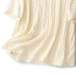 Buddha Stones Summer Elegant Pleated Solid Women's Short Sleeve T-Shirts