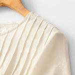 Buddha Stones Summer Elegant Pleated Solid Women's Short Sleeve T-Shirts