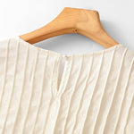 Buddha Stones Summer Elegant Pleated Solid Women's Short Sleeve T-Shirts