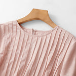 Buddha Stones Summer Elegant Pleated Solid Women's Short Sleeve T-Shirts
