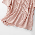 Buddha Stones Summer Elegant Pleated Solid Women's Short Sleeve T-Shirts