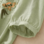Buddha Stones Summer Boho Embroidery Floral Women's Short Sleeve Shirt