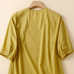 Buddha Stones Summer Casual Crew Neck Embroidery Flower Women's Short Sleeve T-Shirts