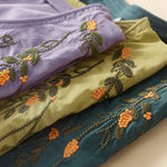 Buddha Stones Summer Casual Crew Neck Embroidery Flower Women's Short Sleeve T-Shirts